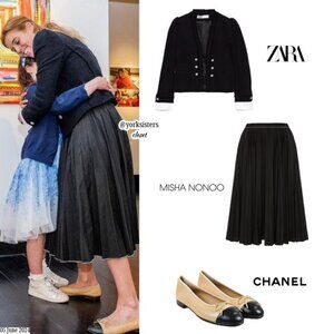 Zara Black Tweed Blazer with Puff Shoulders Jeweled Buttons, Princess Beatrice